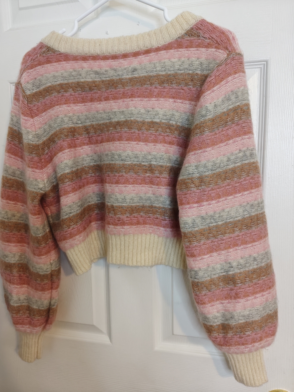Aritzia Wifred Multicolor Striped Long Sleeve V-Neck Cardigan Mohair Blend M - Picture 5 of 14